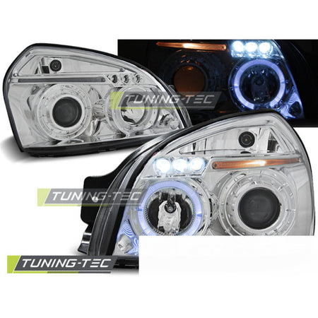 Hyundai Tucson 07.04-10 Angel Eyes Cromato Fari Anteriori a LED Luci Diurne