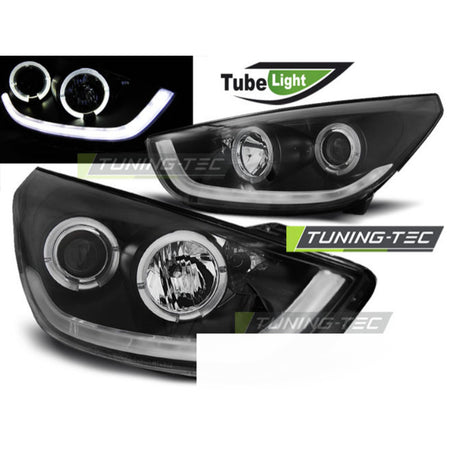 Fari Anteriori per Hyundai TUCSON IX35 (2010-2013) Nero Tubo LED
