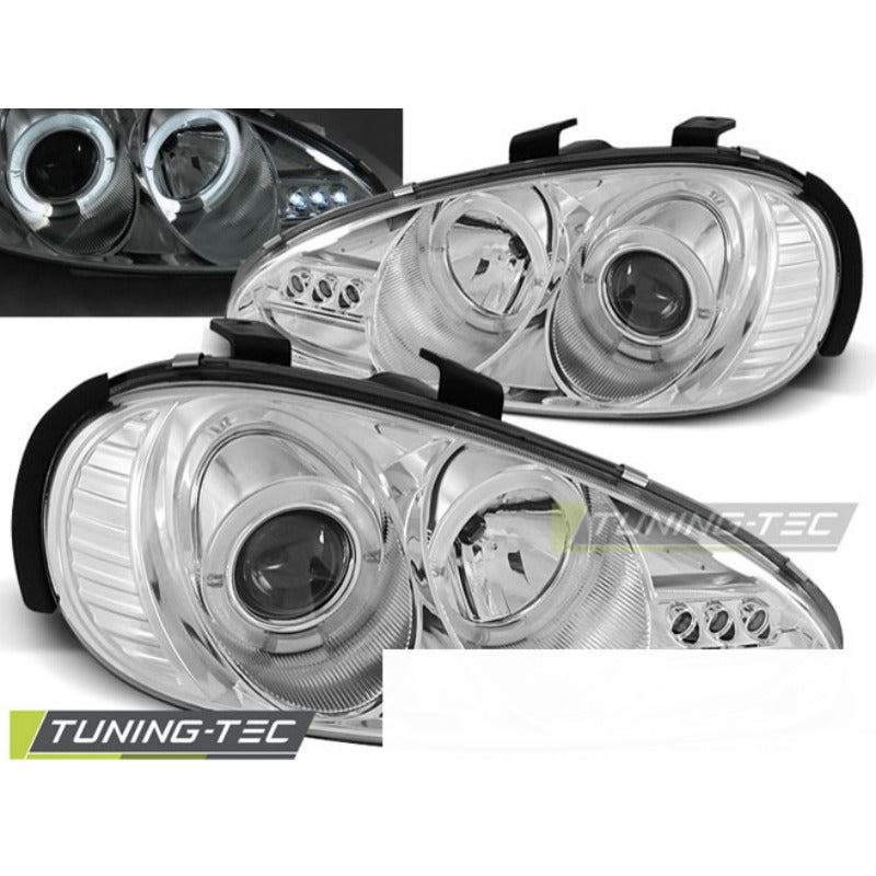 Mazda MX3 91-98 Fanali Angel Eyes Cromato Anteriori per Tuning Auto