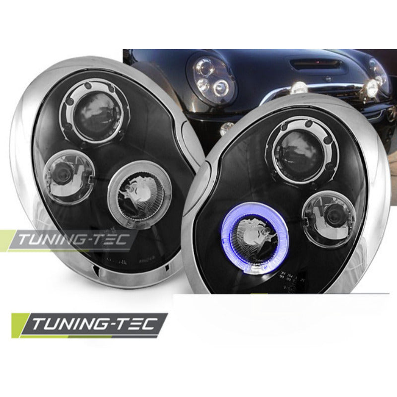 Fari Angel Eyes Nero per BMW MINI Cooper (01-04) - Fanali Anteriori