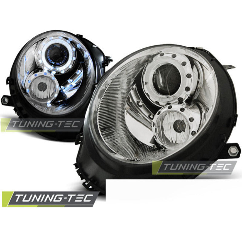 Fari Angel Eyes Cromato per BMW Mini Cooper (2006-2014) - Fanali Anteriori