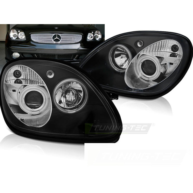Fari Anteriori Angel Eyes Neri per Mercedes R170 SLK (04.96-04)