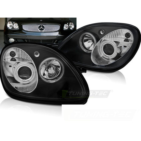 Fari Anteriori Angel Eyes Neri per Mercedes R170 SLK (04.96-04)