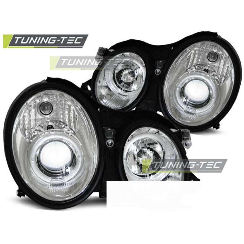 Fari Anteriori Angel Eyes Cromati per Mercedes W208 CLK (03.97-04.02)