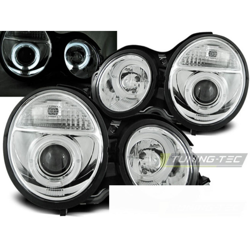 Fari Angel Eyes Cromato per Mercedes W210 Classe E (95-05.99)