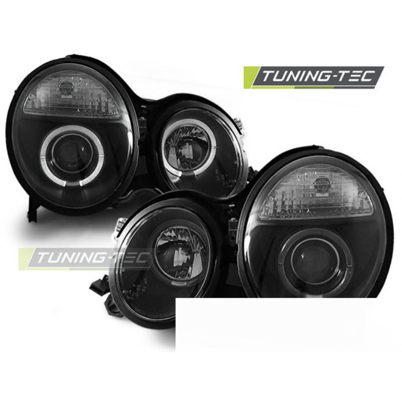 Fari Angel Eyes Nero per Mercedes W210 Classe E (06.99-02) Fanali