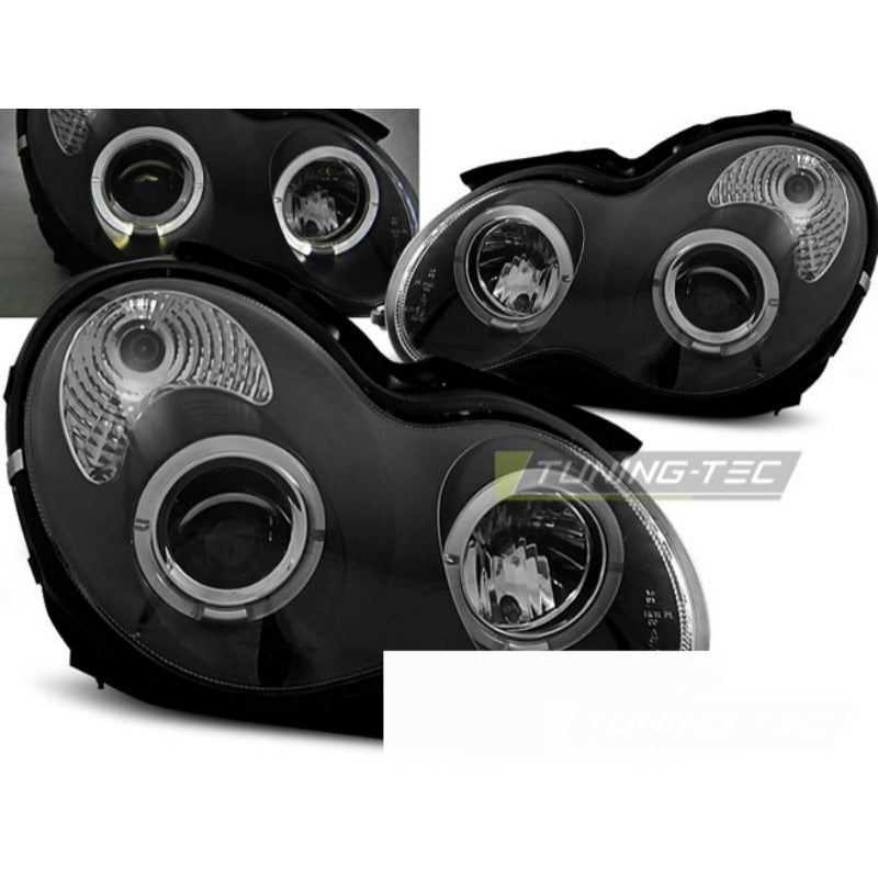 Fari Angel Eyes Nero per Mercedes W203 Classe C (07.00-03.04)