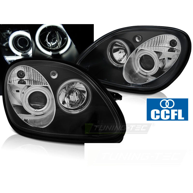 Fari Angel Eyes CCFL Nero per Mercedes R170 SLK (1996-2004)