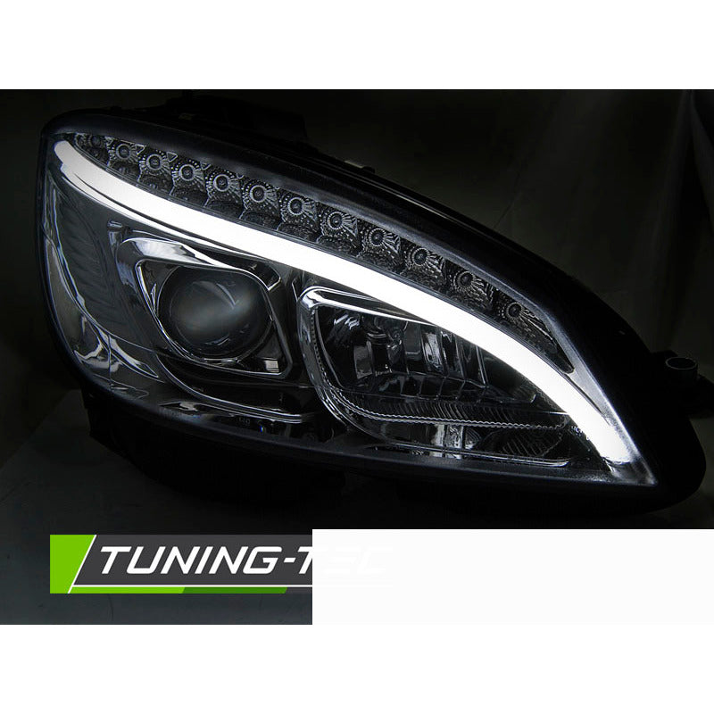 Fari Anteriori a Tubo Cromati per Mercedes W204 (2007-2010)