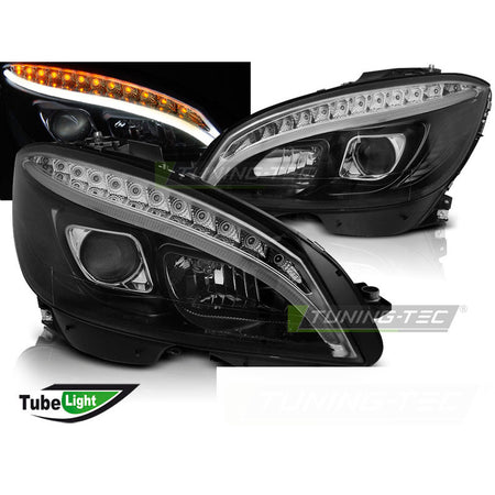 Fari Anteriori a Tubo Neri per Mercedes W204 (2007-2010)
