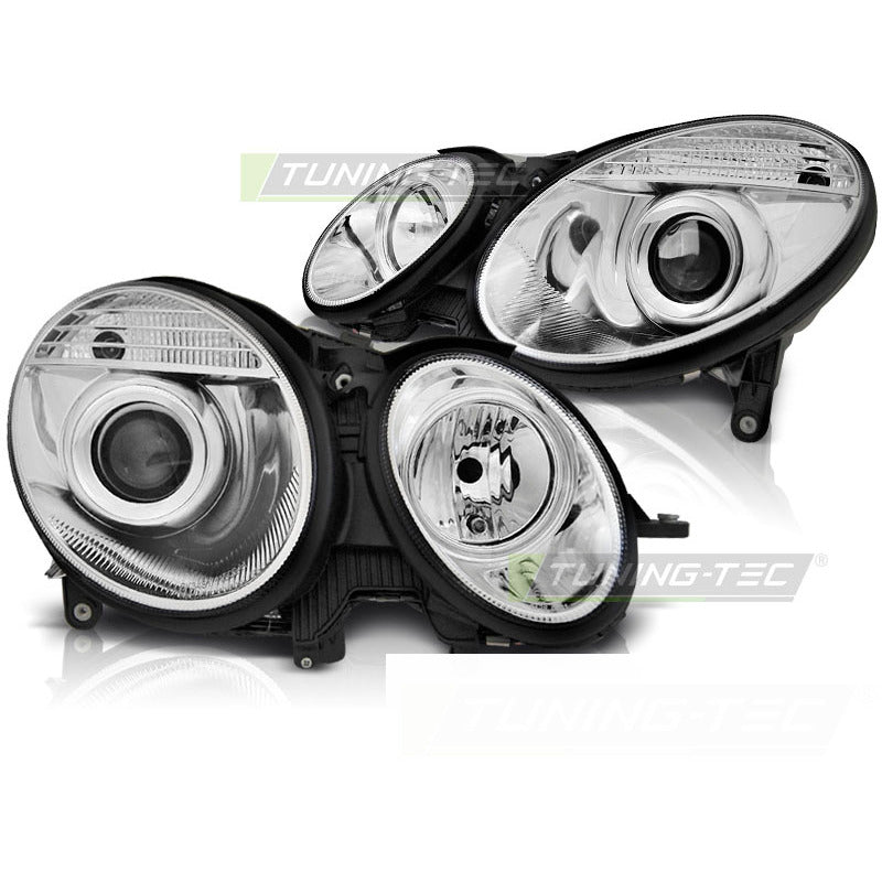 Fari Cromato per Mercedes W211 Classe E (05.06-09) Fanali Anteriori