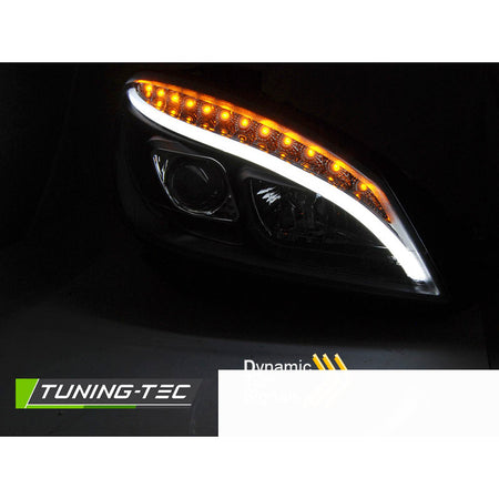 Fari Anteriori Tubolari Neri Sequenziali per Mercedes W204 07-10