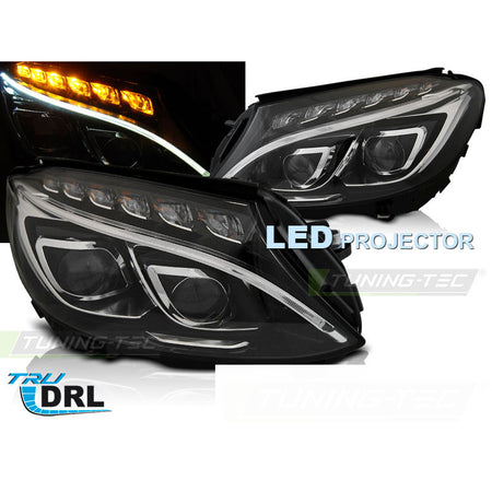 Fari True DRL Nero per Mercedes W205 (2014-2018) Luci Diurne