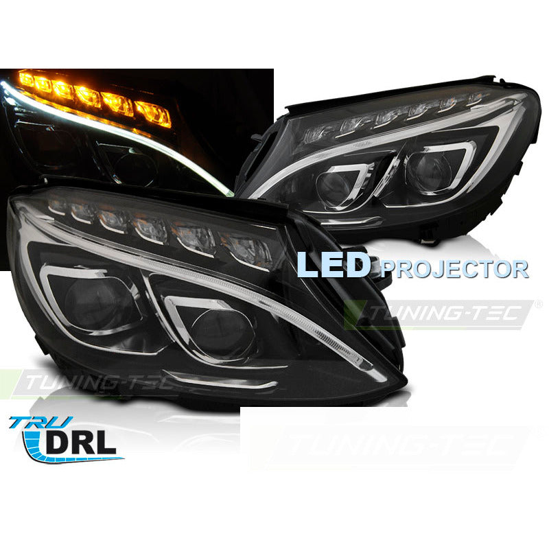 Fari True DRL Nero per Mercedes W205 (2014-2018) Luci Diurne