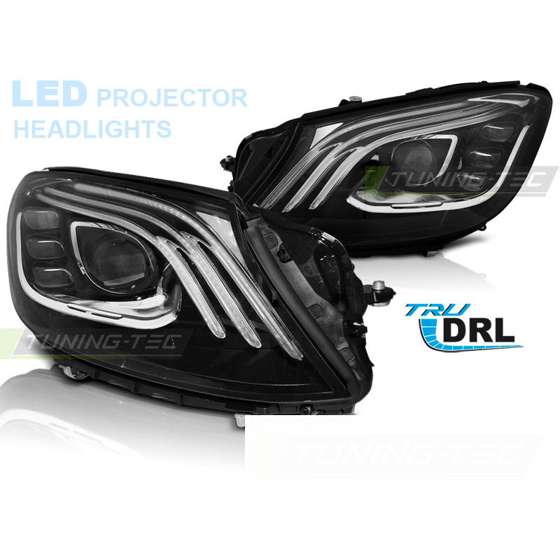 Fari LED Nero per Mercedes W222 (2013-2017) Fanali Anteriori Neri