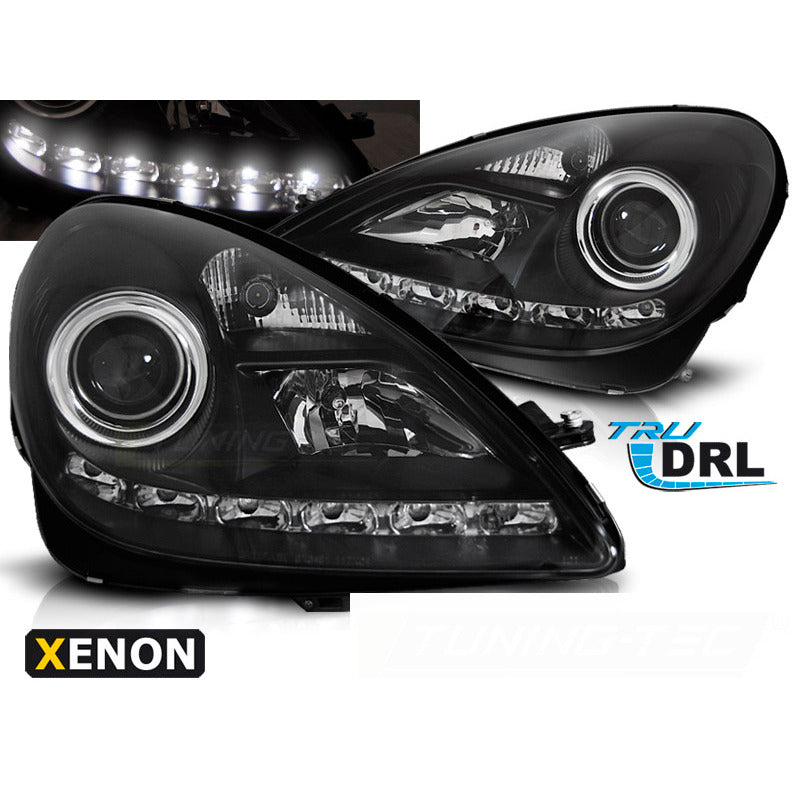Xenon Fari DRL Nero per Mercedes R171 SLK (2004-2011) Luci Diurne