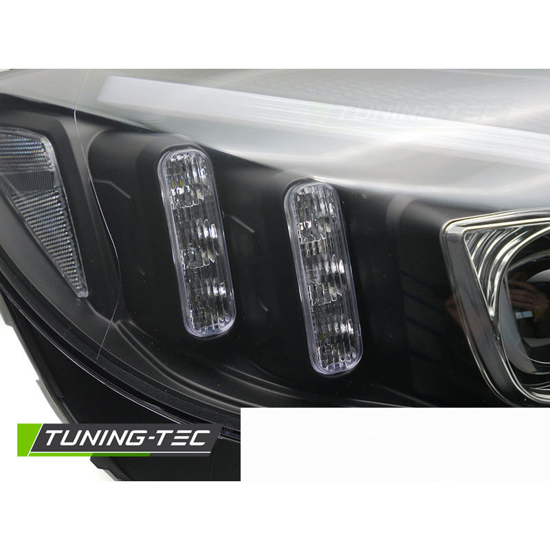 Fari Tube LED Nero per Mercedes W205 (2014-2018) Fanali Anteriori Neri