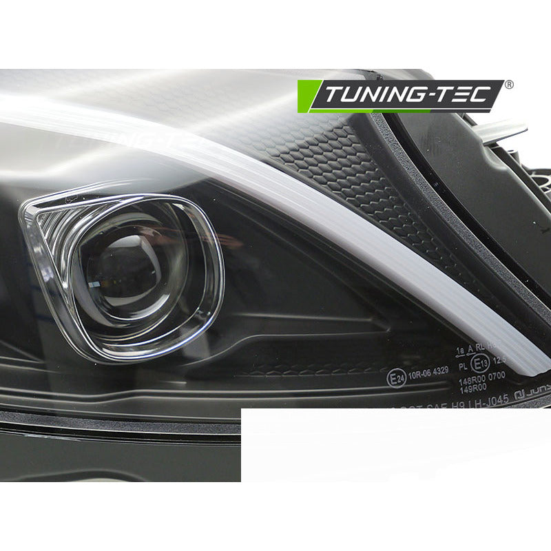Fari Tube LED Nero per Mercedes W205 (2014-2018) Fanali Anteriori Neri