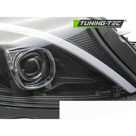Fari Tube LED Nero per Mercedes W205 (2014-2018) Fanali Anteriori Neri
