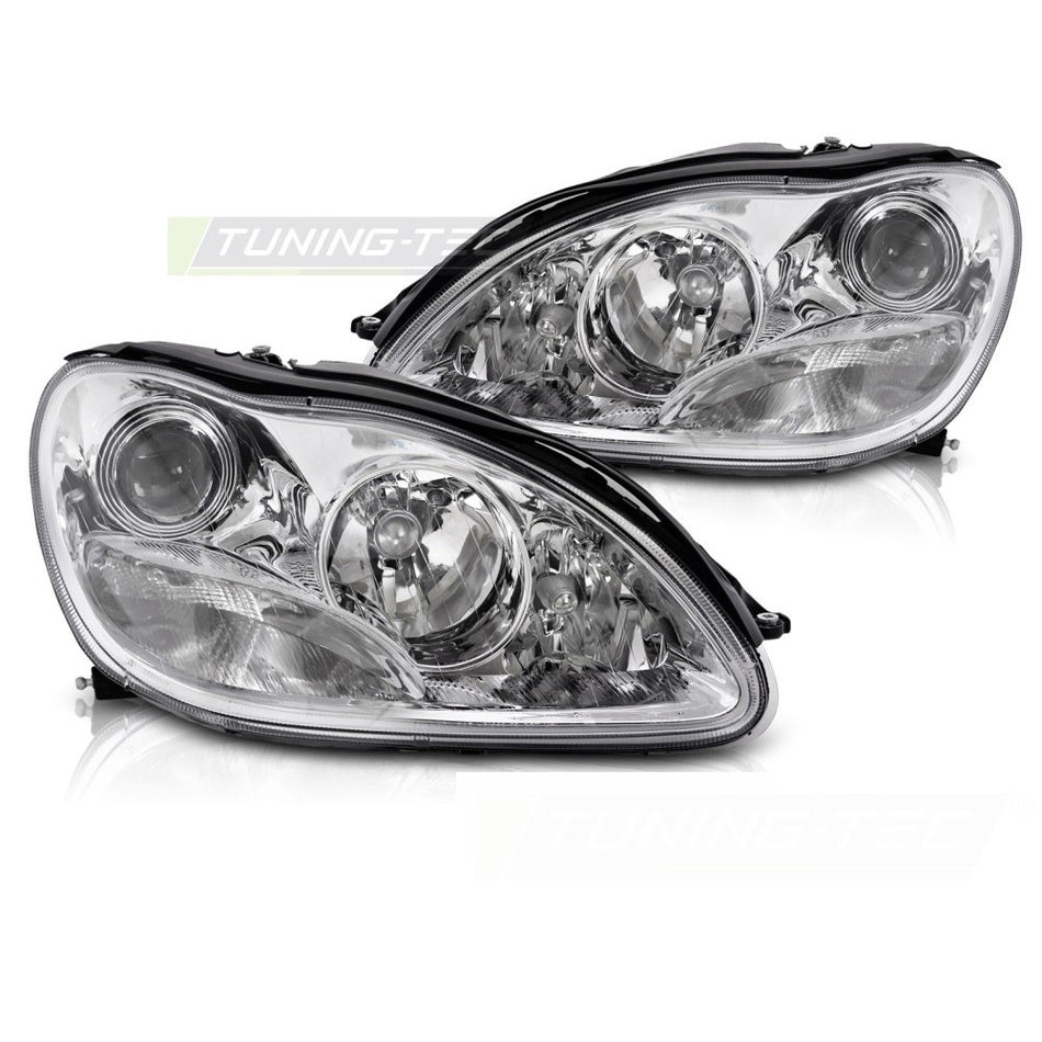 Fari Cromato per Mercedes W220 Classe S (1998-2002) - Fanali Anteriori