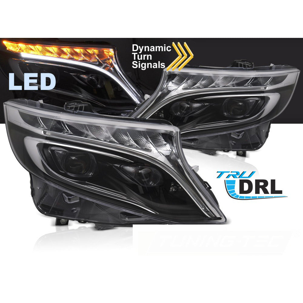 Fari Anteriori Full LED Neri per Mercedes Classe V / Vito W447 14-23