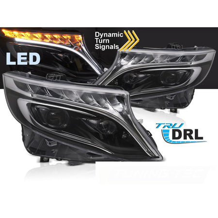 Fari Anteriori Full LED Neri per Mercedes Classe V / Vito W447 14-23
