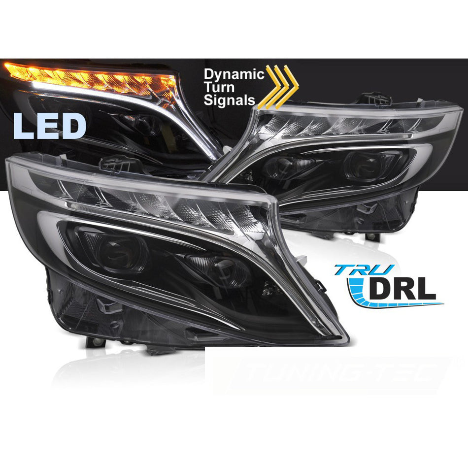 Fari Anteriori Full LED Neri per Mercedes Classe V / Vito W447 14-23