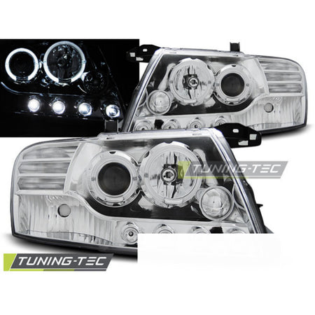 Mitsubishi Pajero V60 00-06 Angel Eyes Cromato Fari Anteriori a LED Luci Diurne