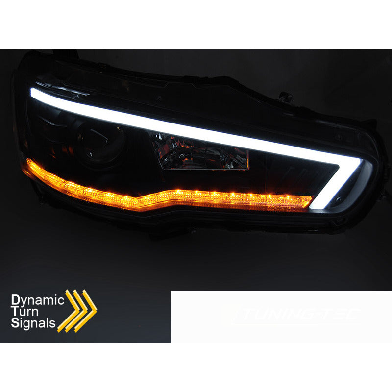 Mitsubishi Lancer 8 08-16 Tubo Luce Sequenziale Nera per Universale