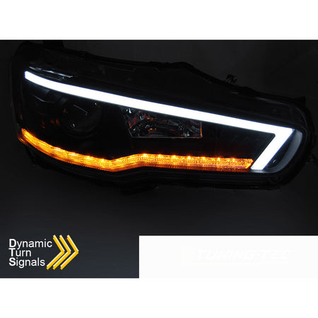 Mitsubishi Lancer 8 08-16 Tubo Luce Sequenziale Nera per Universale