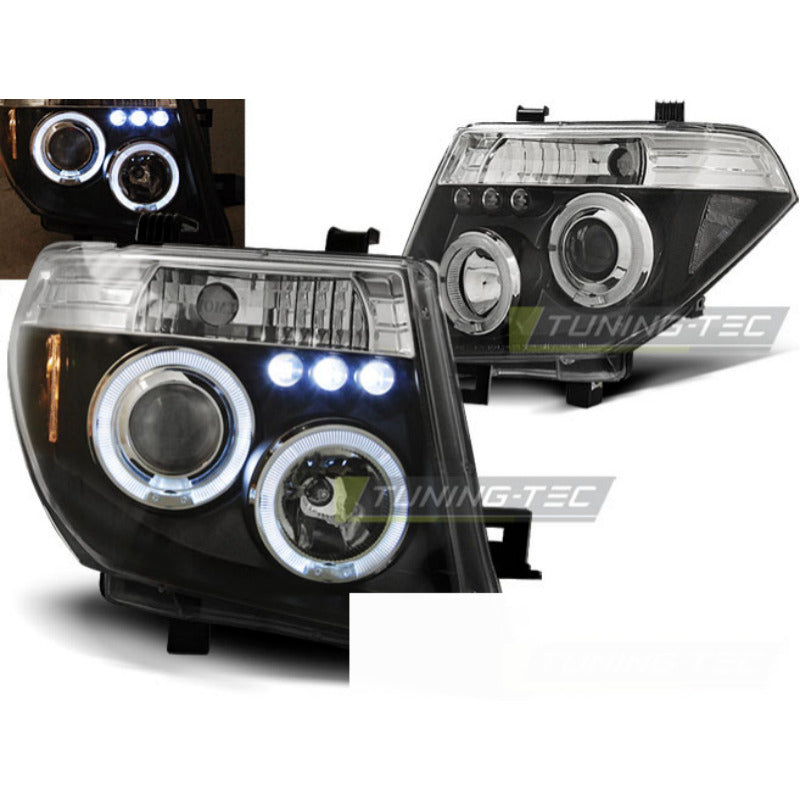 Nissan Navara D40/Pathfinder 05-10 Fanali Angel Eyes Neri 2 Pezzi