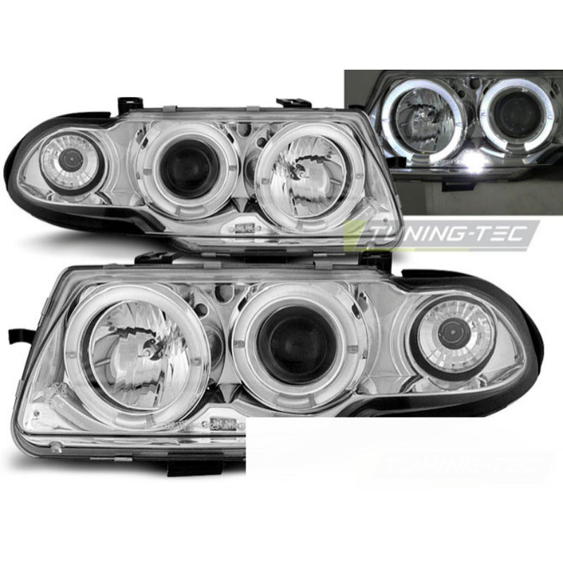 Opel Astra F 09.94-08.97 Angel Eyes Cromato Fari Anteriori Luci LED