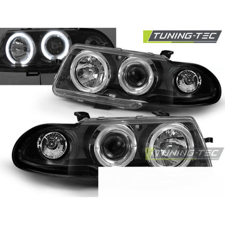 Opel Astra F 09.94-08.97 Fanali Angel Eyes Neri Anteriori e Posteriori