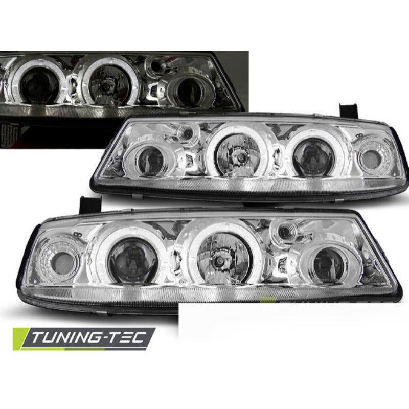 Opel Calibra 09.90-06.97 Fanali Angel Eyes Cromato Anteriori con Finitura Cromo