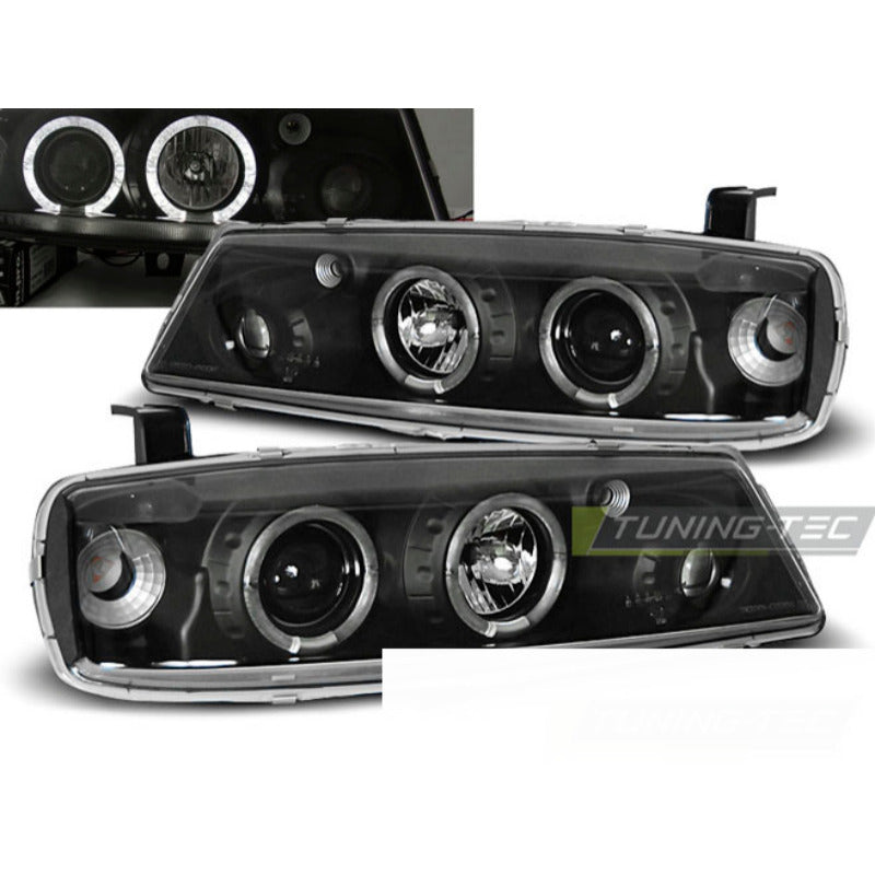 Opel Calibra 08.90-06.97 Fanali Angel Eyes Neri Anteriori LED