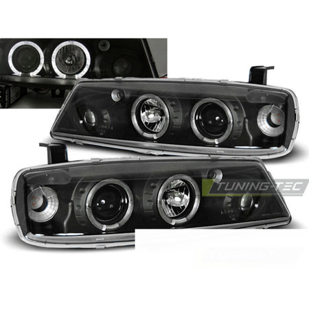 Opel Calibra 08.90-06.97 Fanali Angel Eyes Neri Anteriori LED