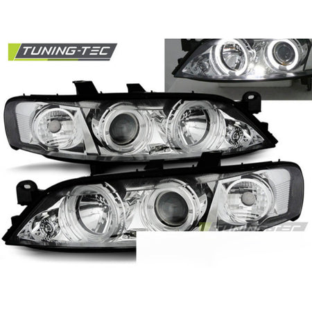 Fari Anteriori Angel Eyes Cromati per Opel Vectra B (99-03.02)