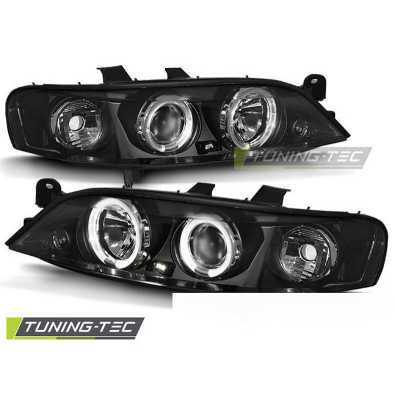 Opel Vectra B 99-03.02 Angel Eyes Nero Fanali Anteriori Fumè LED 2 Pezzi