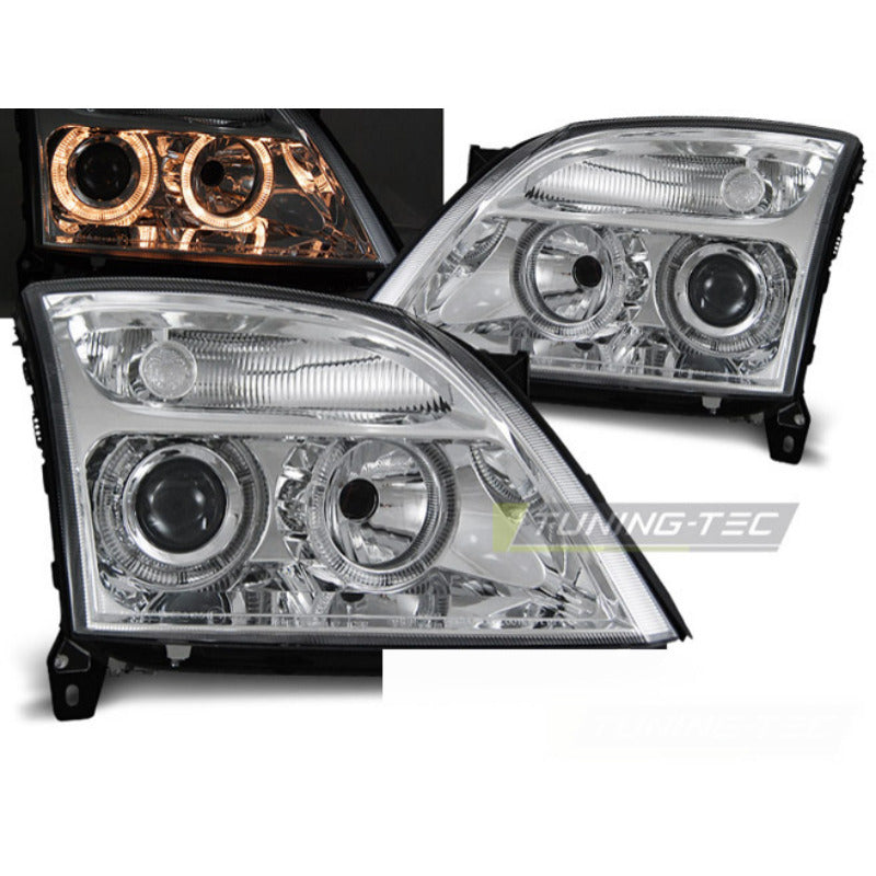 Opel Vectra C 04.02-08.05 Fanali Angel Eyes Cromato Anteriori e Posteriori