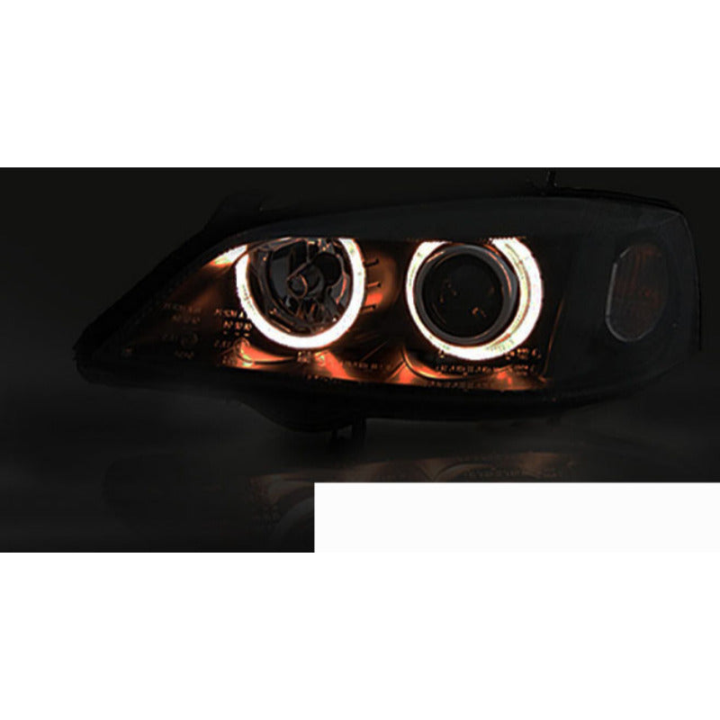 Fari Opel Astra G 09.97-02.04 Angel Eyes Neri Anteriori LED