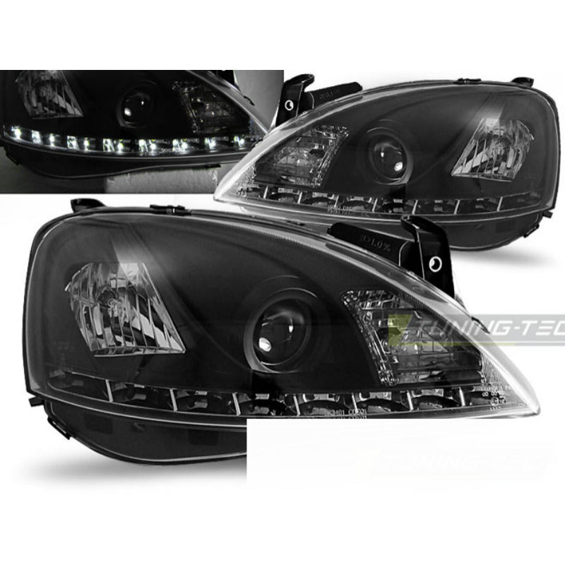 Opel Corsa C 11.00-09.06 Daylight Nero per Tuning Auto Accessorio Estetico