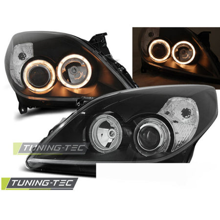 Opel Vectra C 09.05-08 Angel Eyes Nero Fanali Anteriori Fumè LED