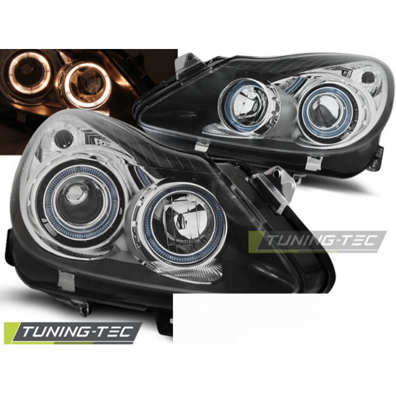 Opel Corsa D 04.06-11 Angel Eyes Nero Fari Anteriori LED Neri con Ombra
