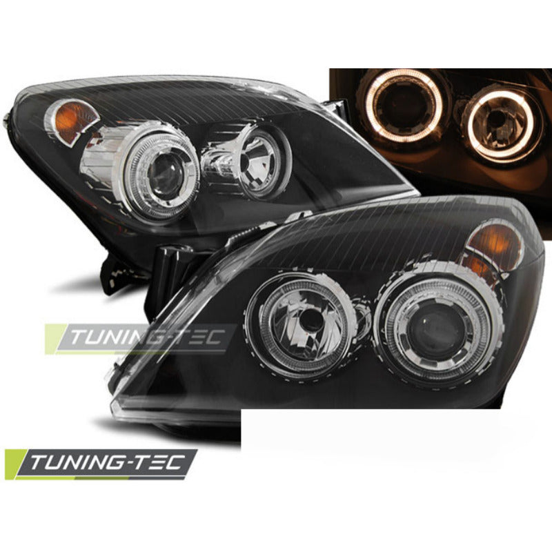 Fari Angel Eyes Nero per Opel Astra H (03.04-09) - Fanali Anteriori