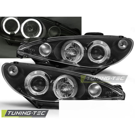 Peugeot 206 02- Fanali Angel Eyes Neri per Peugeot 206 (02)
