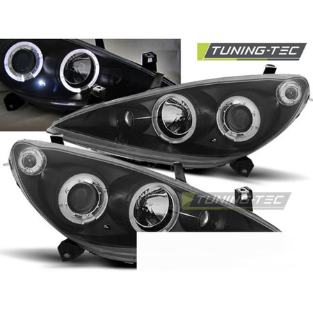 Peugeot 307 04.01-06.05 Fanali Angel Eyes Neri Anteriori LED