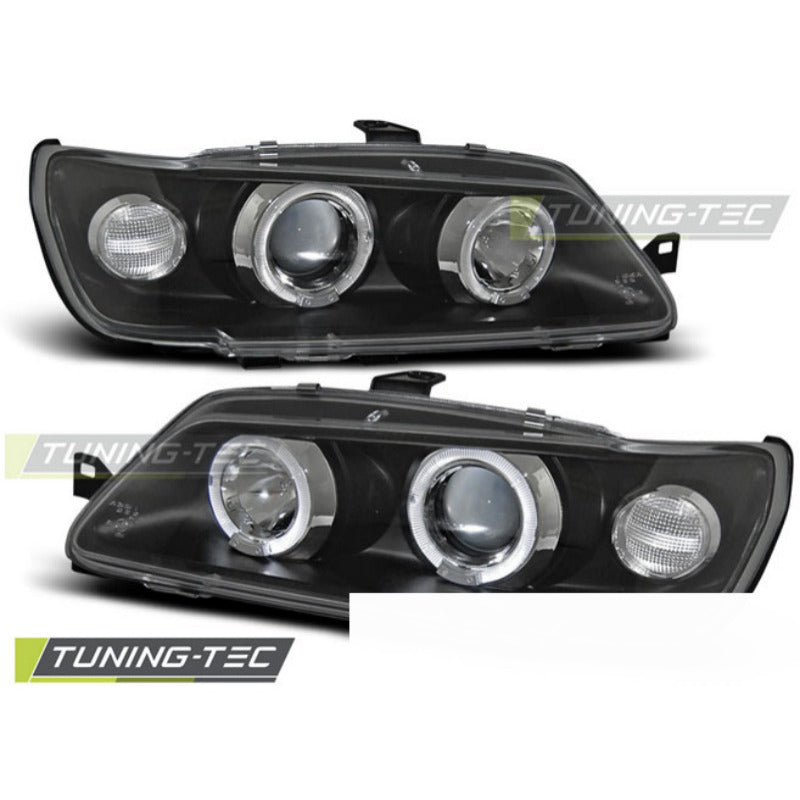 Peugeot 306 02.93-04.97 Fanali Angel Eyes Neri Anteriori Fari Tuning Auto