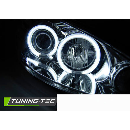 Peugeot 206 02- Fanali Angel Eyes Cromato CCFL Anteriori LED 12V 35W
