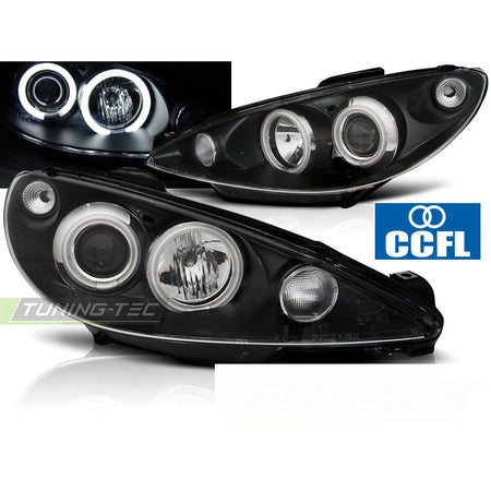 Peugeot 206 02- Fanali Angel Eyes Neri CCFL per Peugeot 206 (2002)