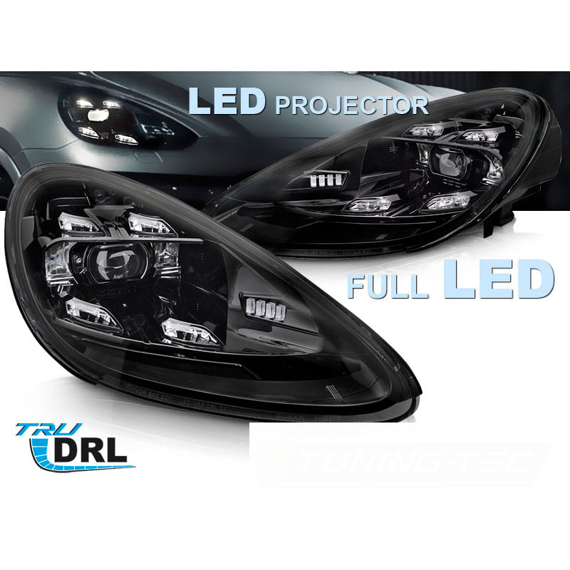 LED Fari DRL Nero per Porsche Cayenne (2010-2015) Luci Diurne
